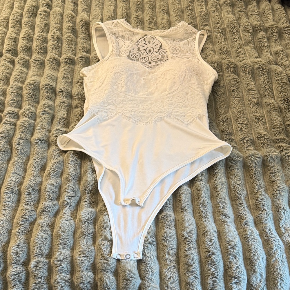 White Lace Bodysuit with built-in padding